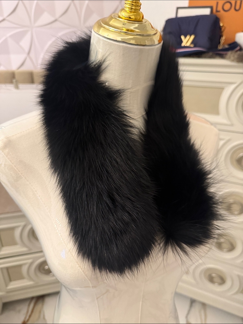 Real Fox fur scarf black fox